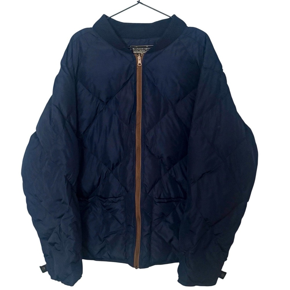 Vintage Eddie Bauer Navy Blue Skyliner Quilted Down Inner Jacket Men's Size XL